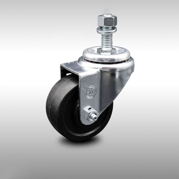 3.5 Inch SS Soft Rubber Wheel Swivel 12mm Threaded Stem Caster SCC